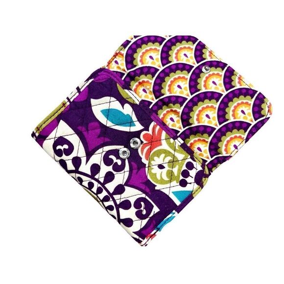 Vera Bradley Plum Crazy Euro Wallet Quilted Floral Purple Cream Bohemian - Picture 3 of 8